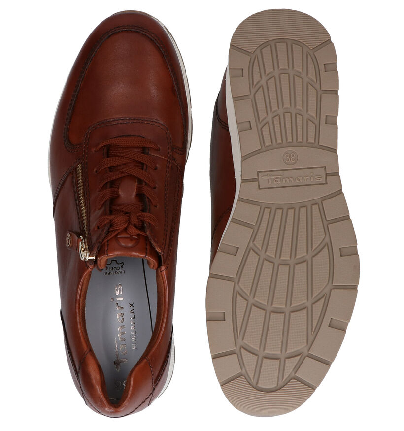 Tamaris Relax Fit Chaussures à lacets en Cognac en cuir (280758)