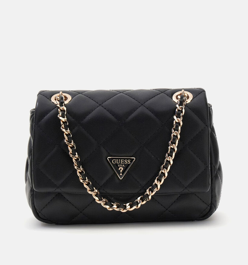 Guess Sac port&eacute; crois&eacute; en Noir/Or pour femmes (381190)