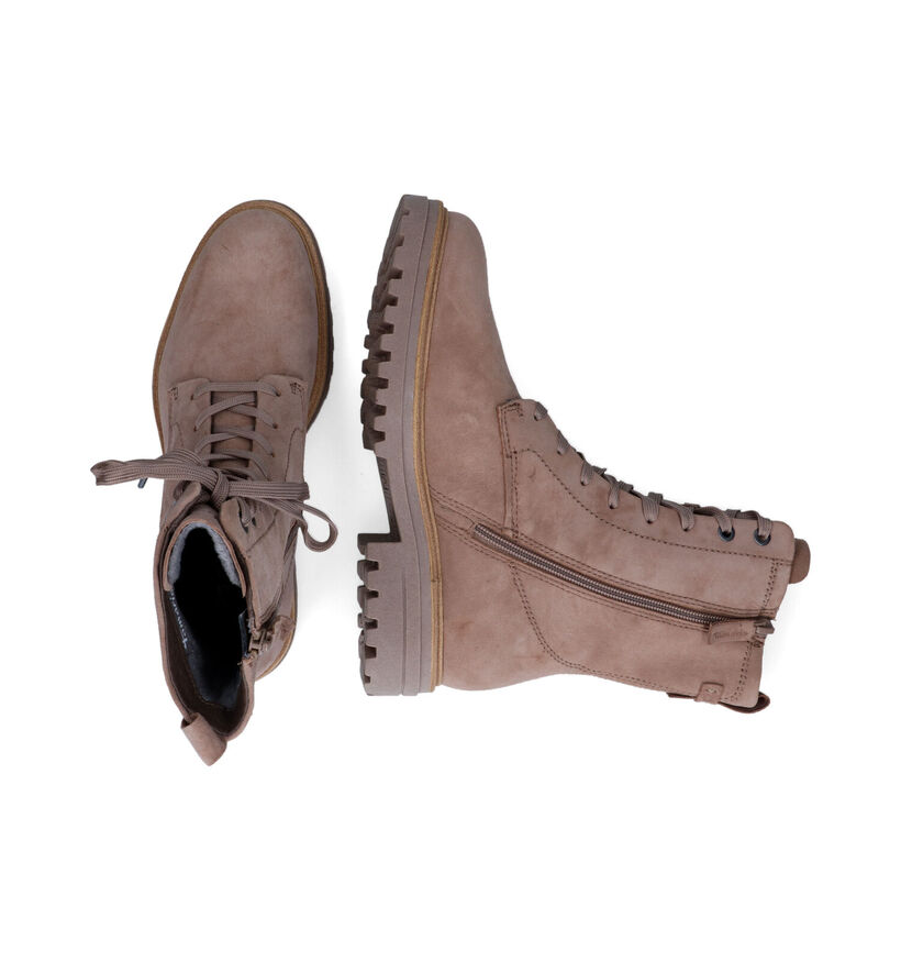 Tamaris Boots à lacets en Taupe en nubuck (315416)