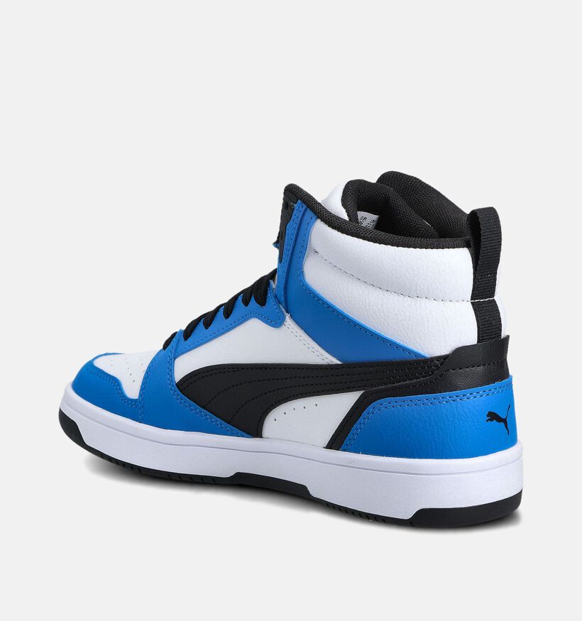 Puma Rebound v6 Blauwe/Witte Sneakers voor meisjes, jongens (372080) - geschikt voor steunzolen