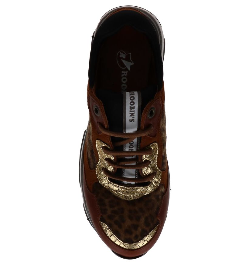 Cognac Nineties Sneakers Roobin's Matt-Am in imitatieleer (251289)