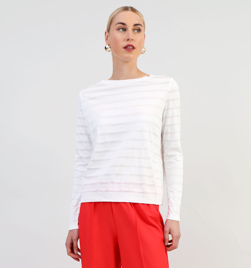 comma Witte T-shirt Met Lange Mouwen voor dames (337501)