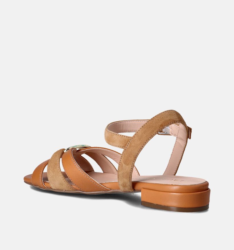 Laurent David Sandales plates en Camel pour femmes (357774)