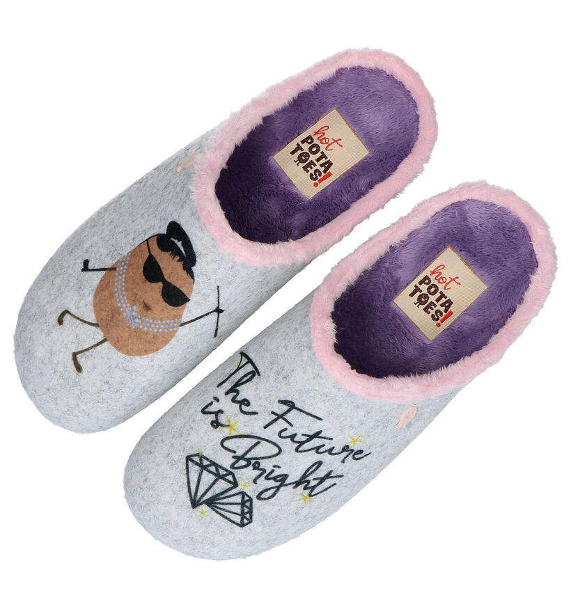 Hot Potatoes Grijze Pantoffels in stof (283240)