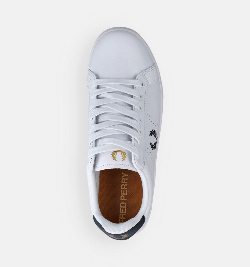 Fred Perry Chaussures &agrave; lacets en Blanc/Bleu pour hommes (365706) - pour semelles orthop&eacute;diques