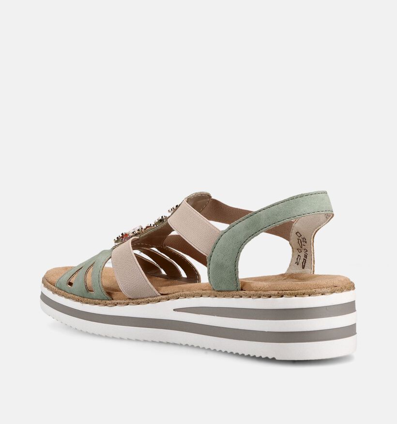 Rieker Groene Sandalen met sleehak voor dames (370421)