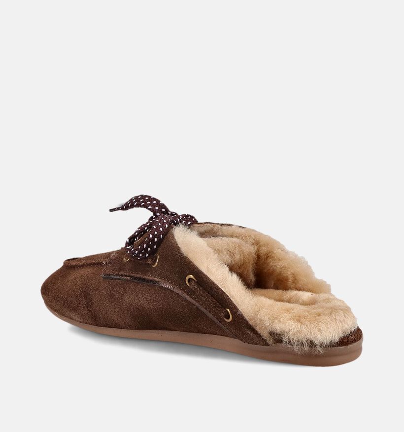 Poelman Chaussures bateau en Brun fonc&eacute; pour femmes (386170)