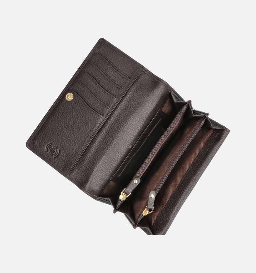 Crinkles Porte-monnaie zipp&eacute; en Brun fonc&eacute; pour femmes (381752)