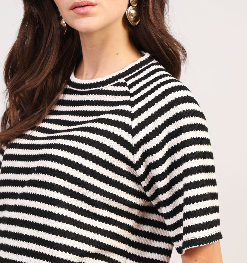 Vila Mata T-shirt court rayé en Noir pour femmes (351801)