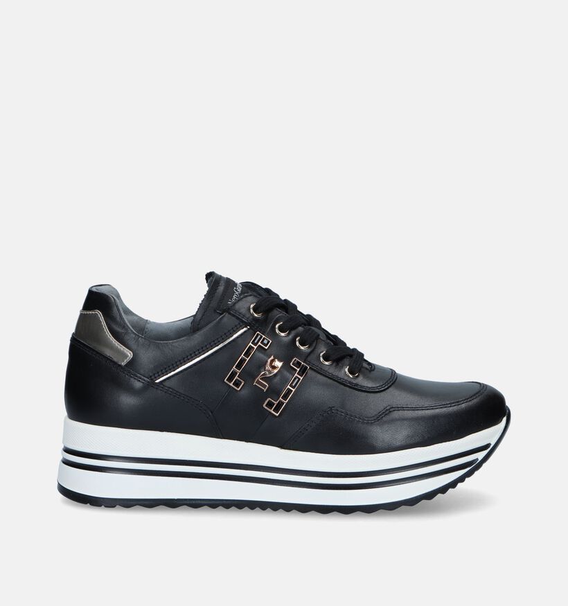 NeroGiardini Zwarte Sneakers met plateauzool voor dames (345553) - geschikt voor steunzolen