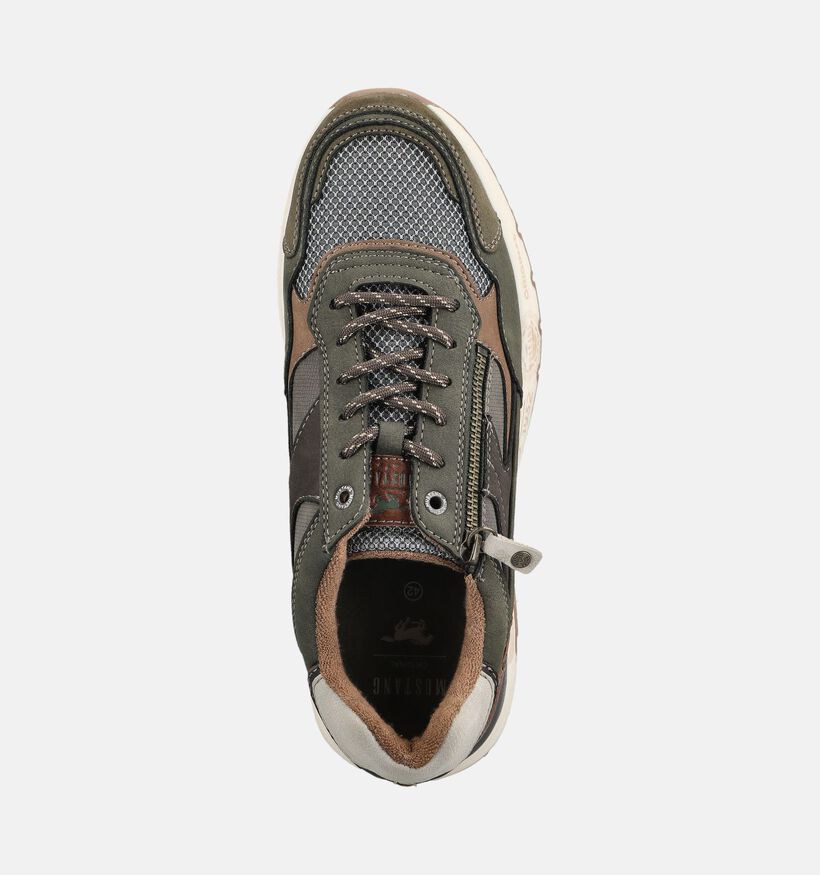 Mustang Kakigroene Schoenen met Veter en Rits voor heren (377349) - geschikt voor steunzolen
