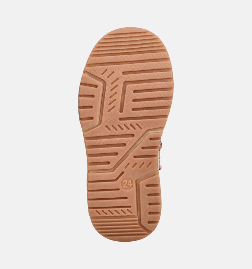 Milo & Mila Boots &agrave; lacets en Beige fonc&eacute;/Rose pour filles (378913) - pour semelles orthop&eacute;diques
