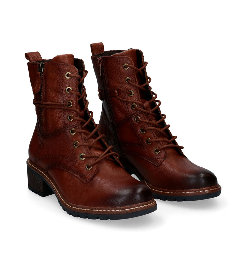 Jana Boots à lacets en Cognac en cuir (298452)