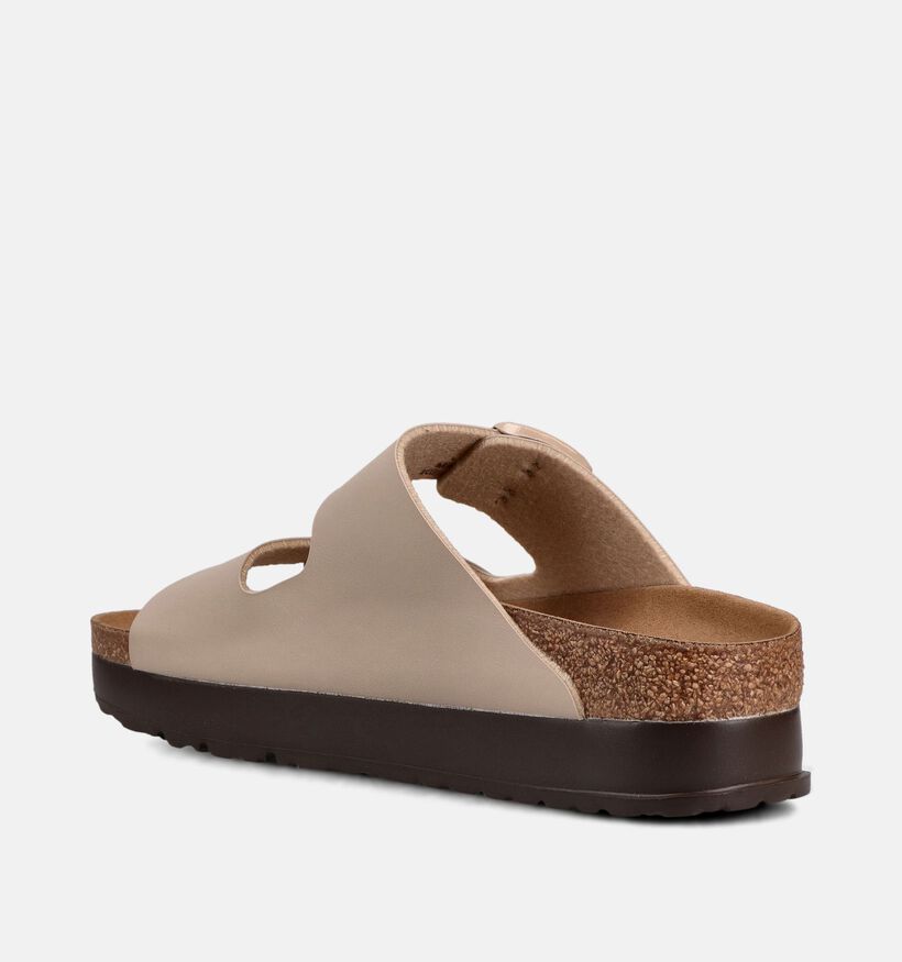 Birkenstock Arizona Pap Flex Platform Birko-Flor Beige Slippers voor dames (368214)