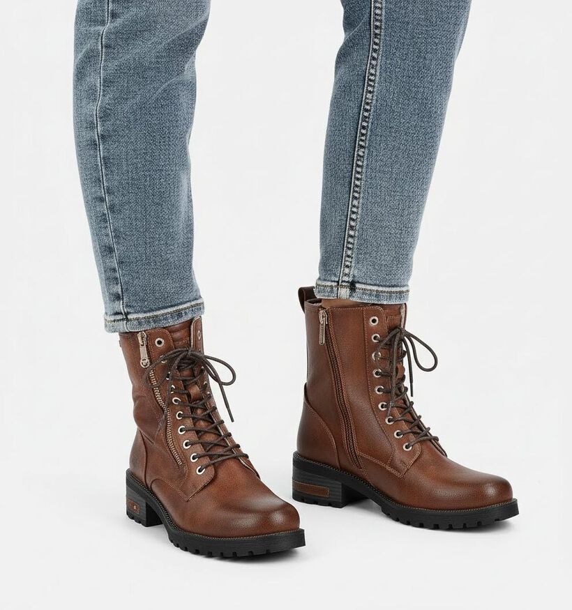 Mustang Bruine Veterboots met Teddy Voering voor dames (378906)