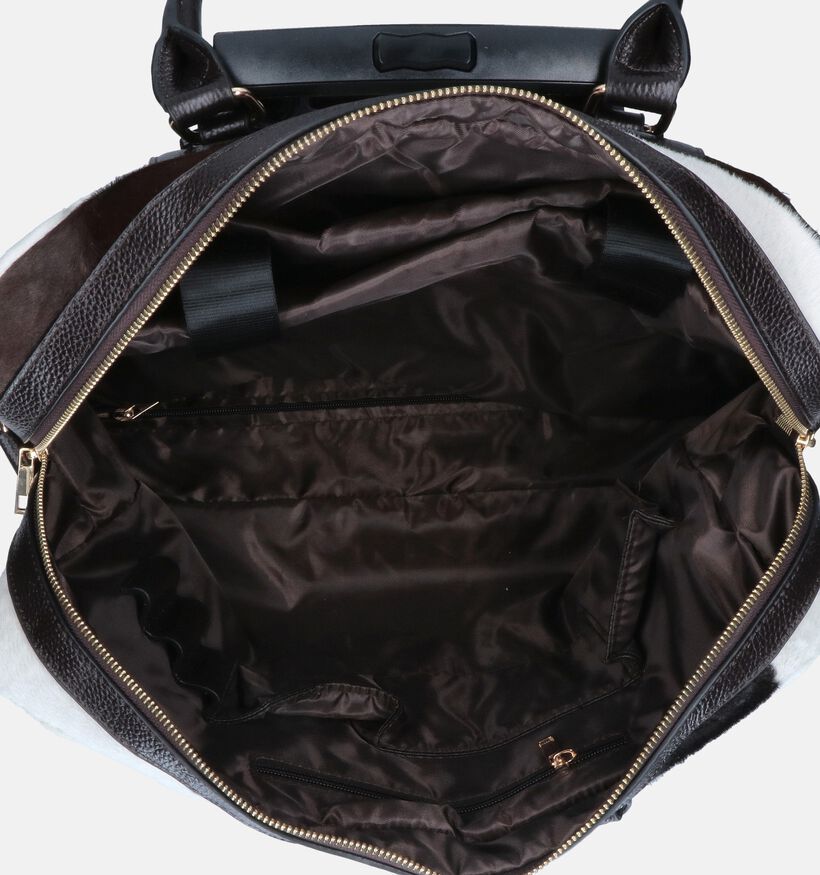 Olivia Lauren Cowhide Witte/Zwarte Laptoptas met Wieltjes (Trolley) voor dames (378535)