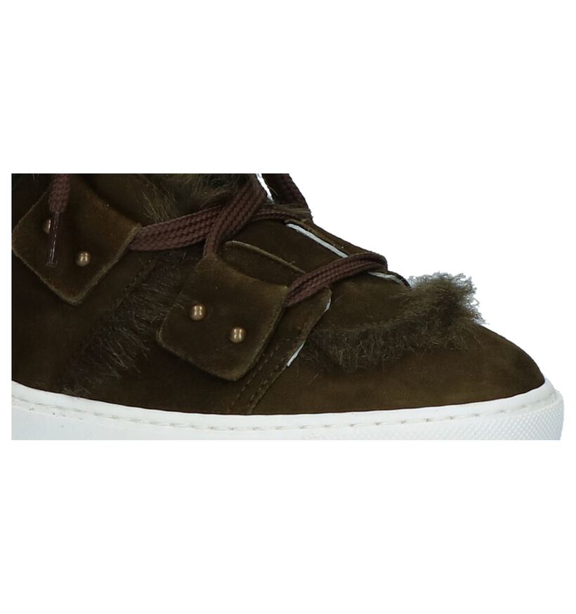 Shi's Kaki Veterboots in daim (231666)