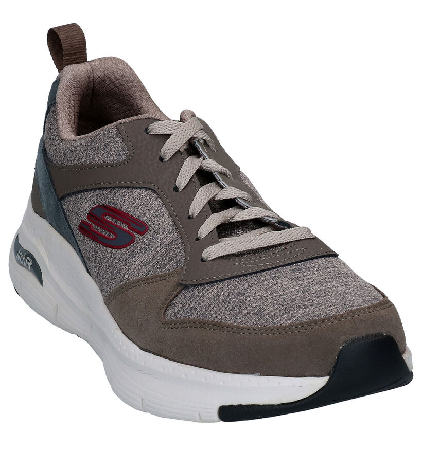 Skechers Arch Fit Grijze Sneakers in leer (295638)
