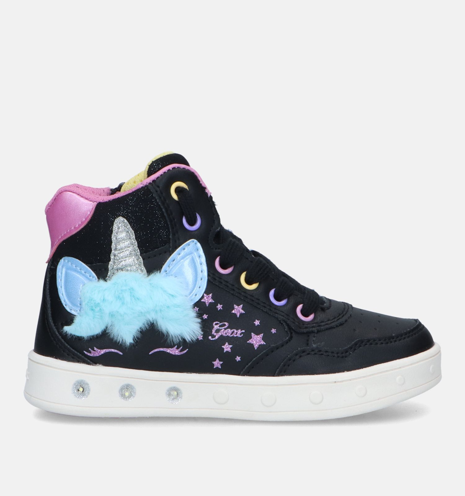 Geox Skylin Zwarte Sneakers Met Lichtjes Meisjes Sneakers