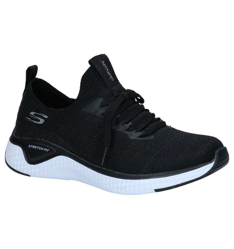 Zwarte Slip-on Sneakers Skechers Solar Fuse in stof (266932)
