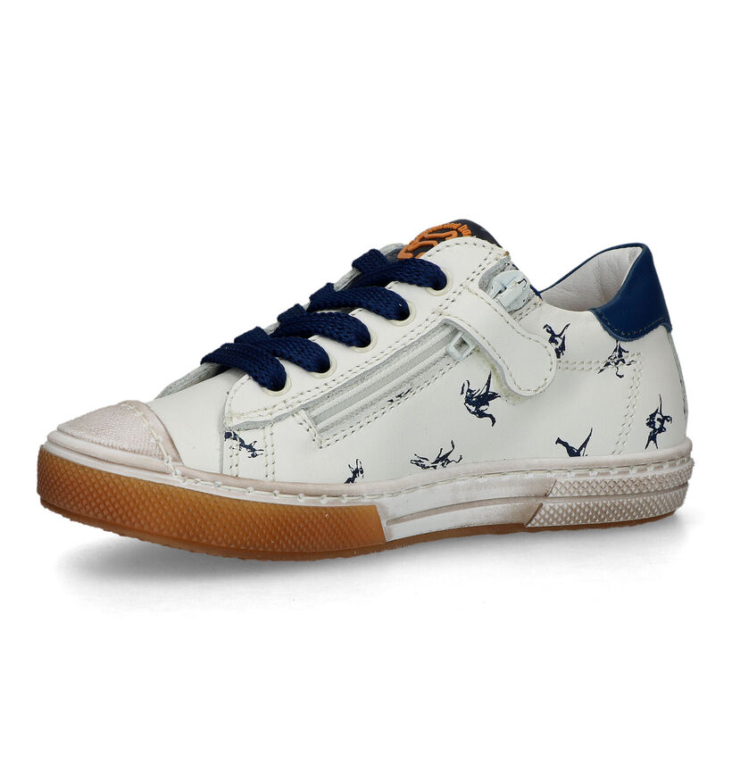 STONES and BONES Rulte Ecru Veterschoenen met dino's voor jongens (322104) - geschikt voor steunzolen