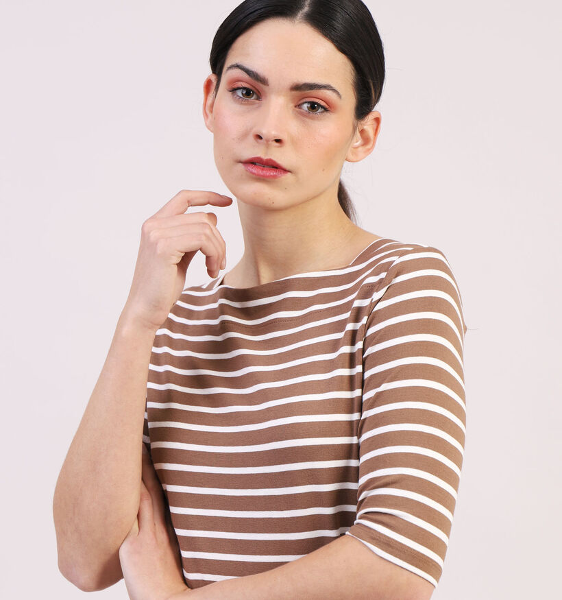 comma Bruine Gestreepte T-shirt (313228)