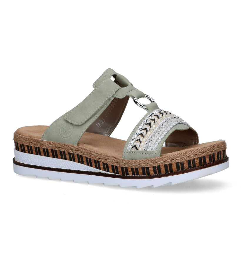 Rieker Groene Slippers met sleehak voor dames (339105)