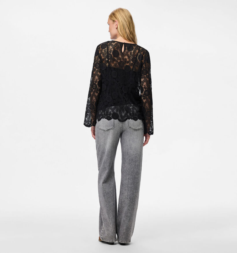 Pieces Olline Lace Zwarte Blouse voor dames (361160)