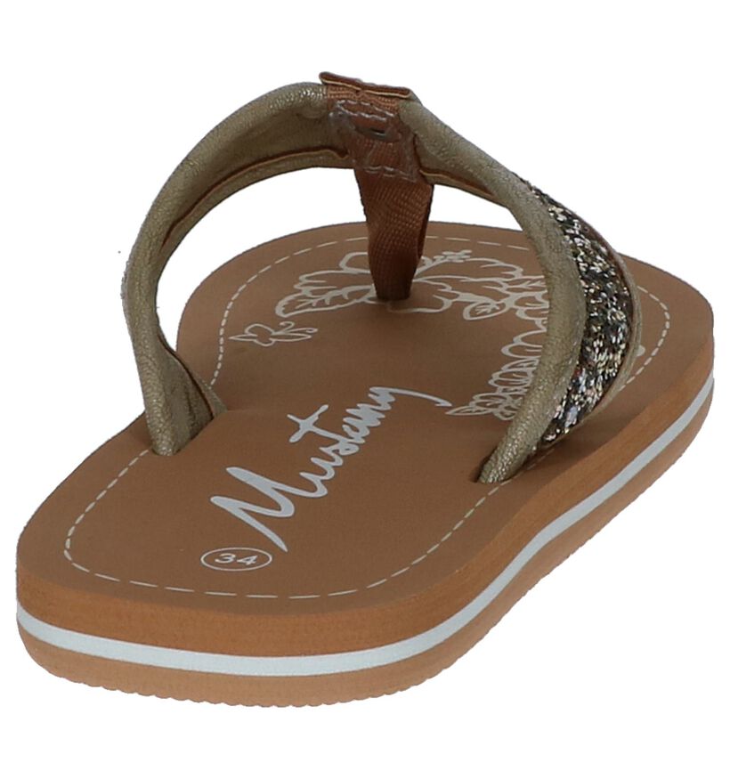 Mustang Gouden Teenslippers in stof (209526)