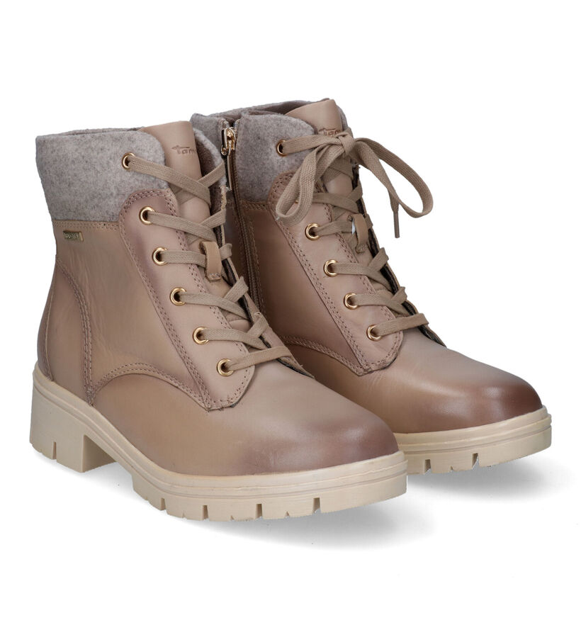 Tamaris Comfort Boots à lacets en Beige foncé en cuir (317988)