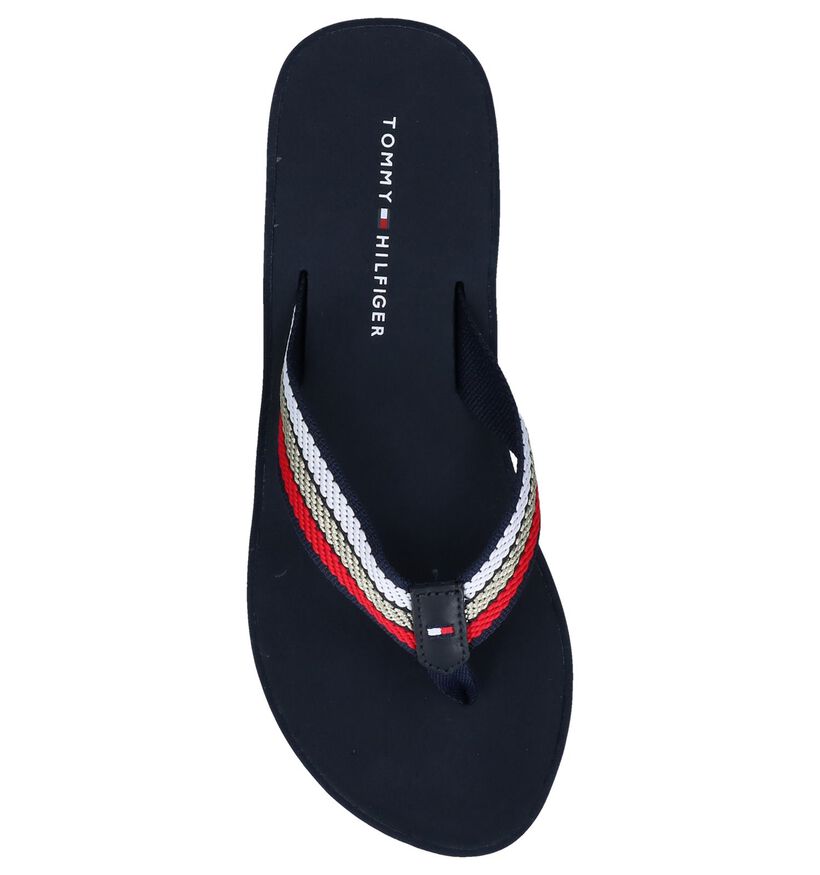 Donkerblauwe Teenslippers Tommy Hilfiger Iconic Wedge in stof (242128)