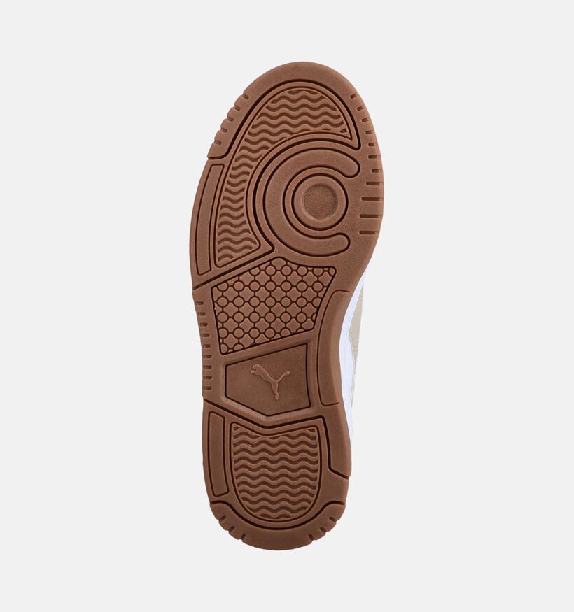 Puma Rebound Slam Winter Safari Beige/Witte Sneakers voor meisjes (375583) - geschikt voor steunzolen