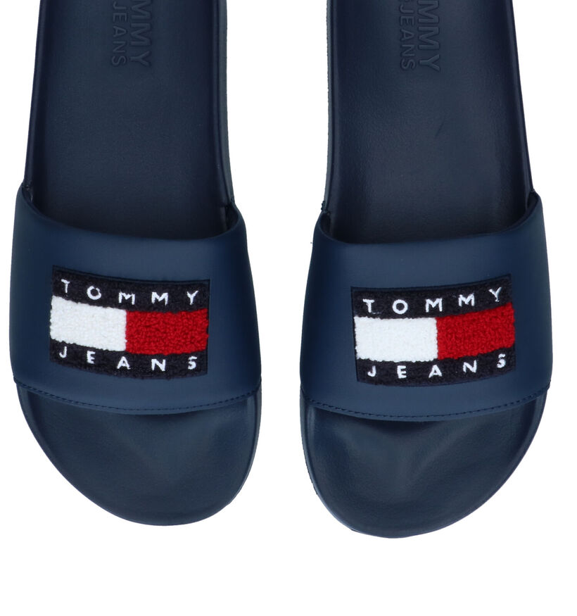 Tommy Hilfiger Towelling Flag Slide Nu-pieds en Bleu en synthétique (300634)