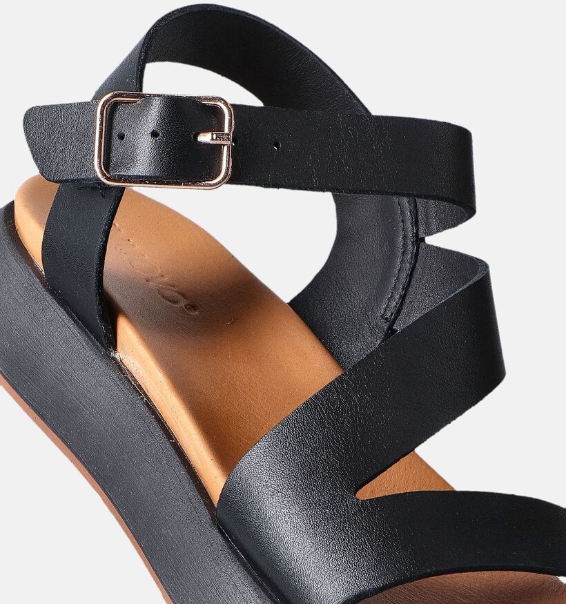 Inuovo Sandales plates en Noir pour femmes (356459)