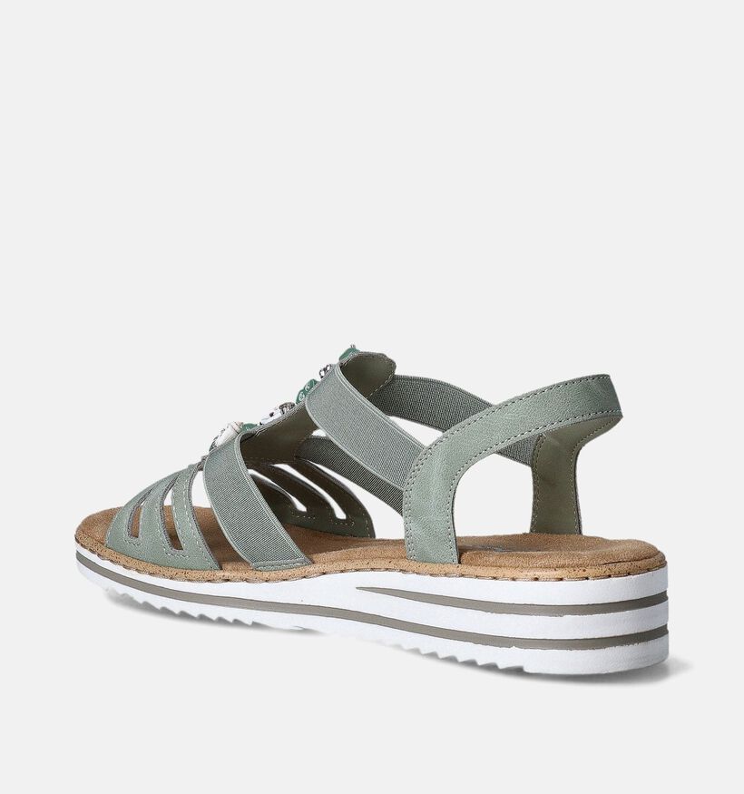 Rieker Sandales talon compensé en Vert pour femmes (354967)