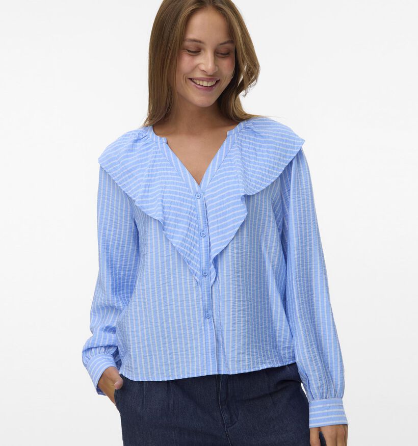 Vero Moda Kaja Frill Blauwe Blouse voor dames (367145)
