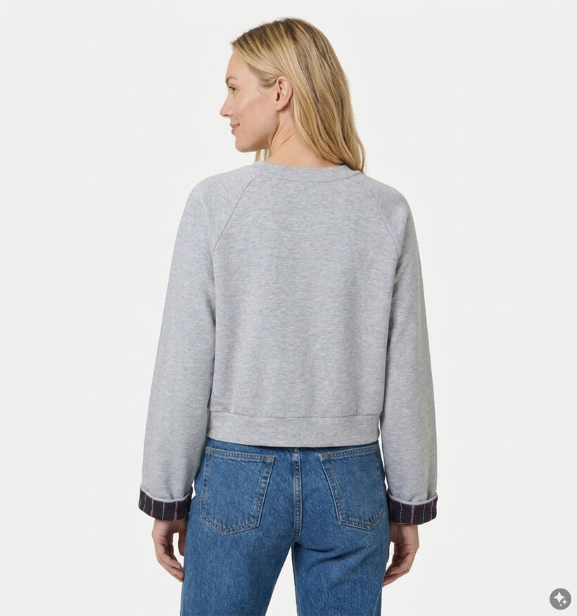 Vila Reon Checked Fold Up Grijze Sweater met Mouwdetail voor dames (382043)