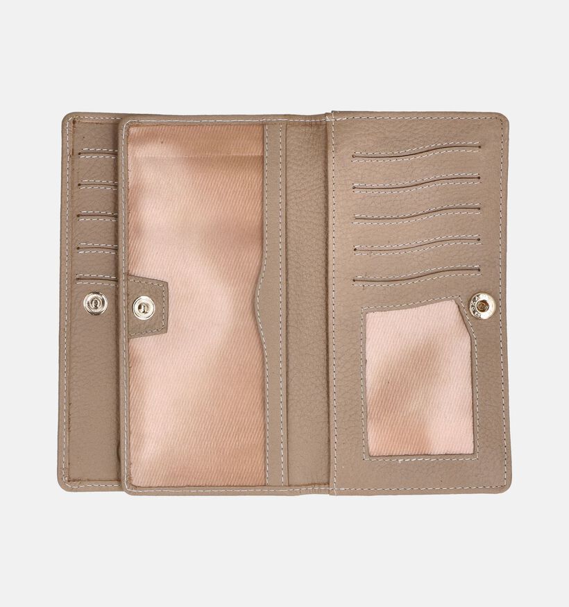 Crinkles Porte-monnaie à rabat en Taupe pour femmes (358089)