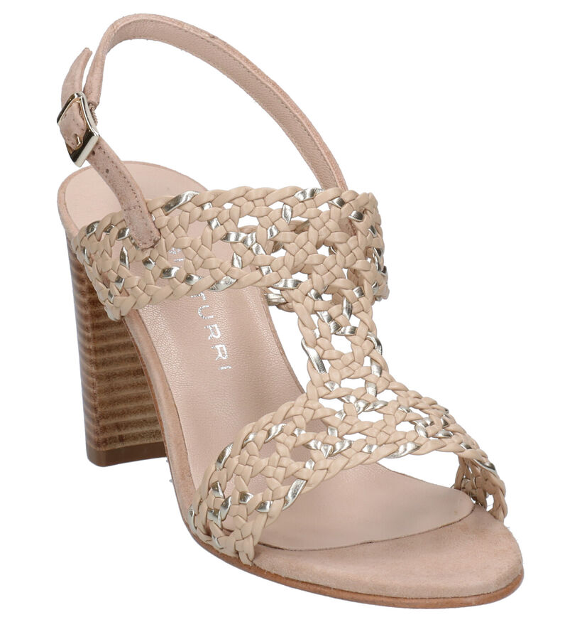 Sergio Turri Beige Sandalen in leer (273872)