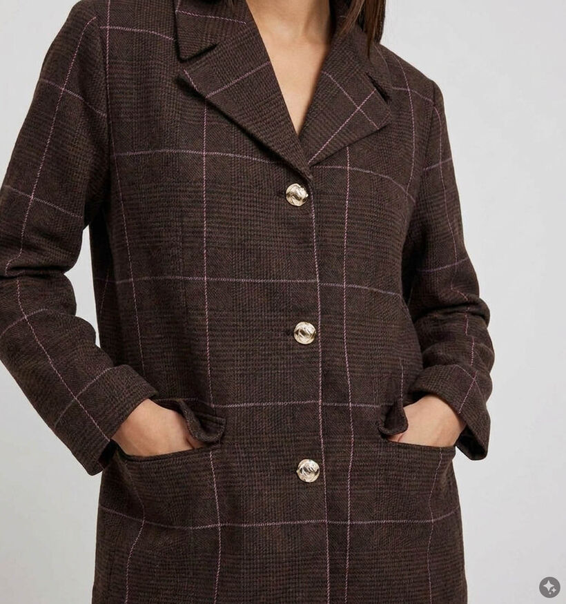 Pieces Amina Geruite Donkerbruine Blazer voor dames (379330)
