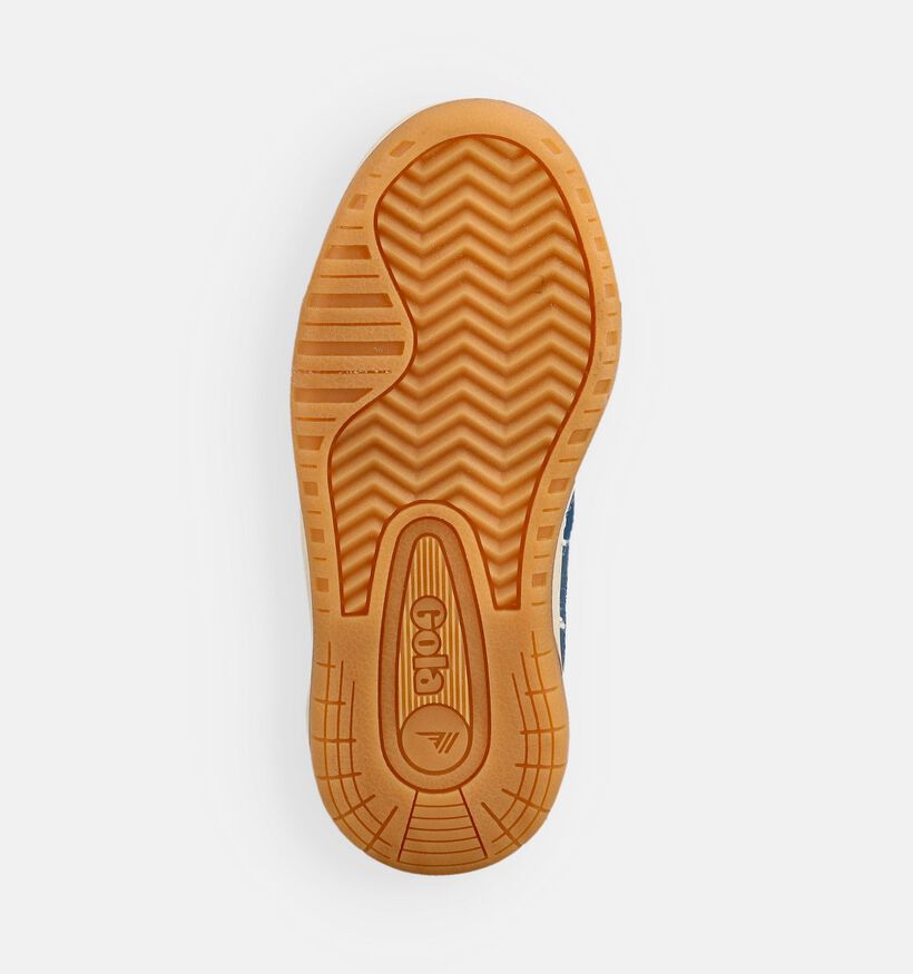 Gola Hawk Strap Baskets basses en Blanc/Bleu pour gar&ccedil;ons (376299) - pour semelles orthop&eacute;diques