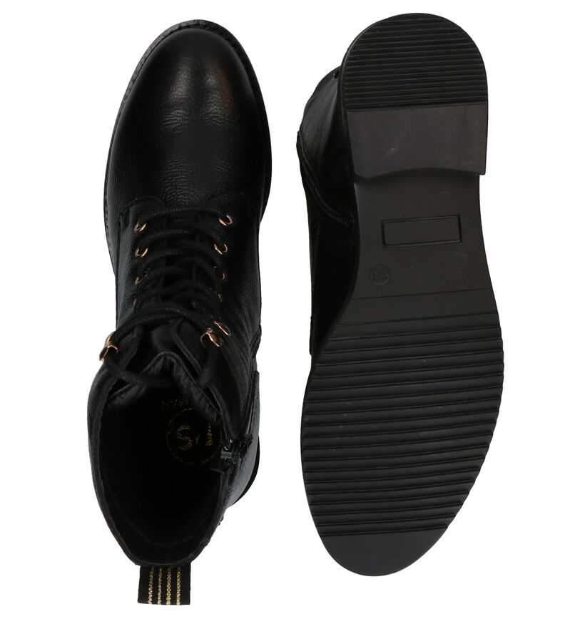 Poelman Boots à lacets en Noir en cuir (277414)