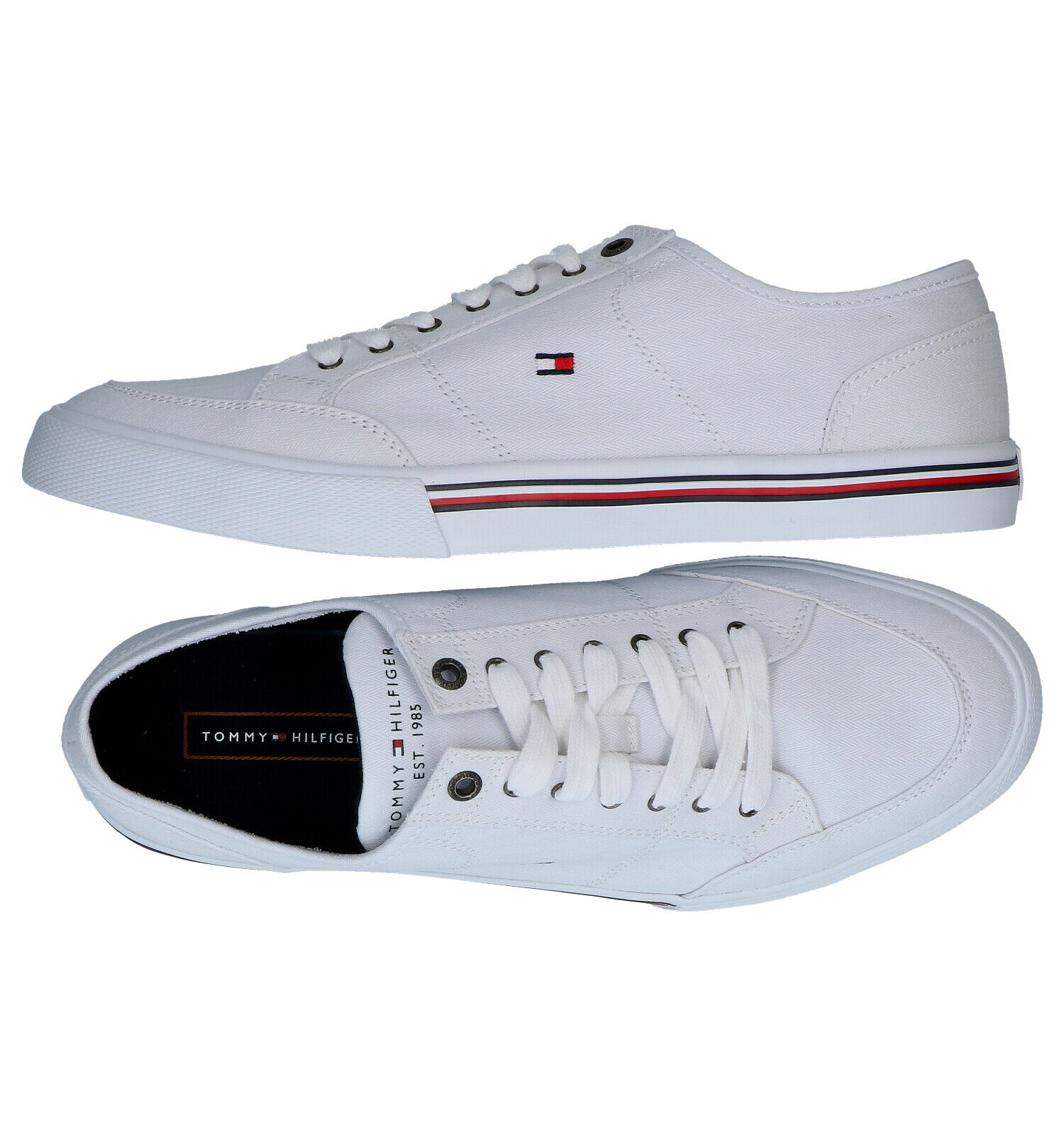 Tommy Hilfiger Core Corporate Witte Veterschoenen | TORFS.BE | Gratis  verzend en retour