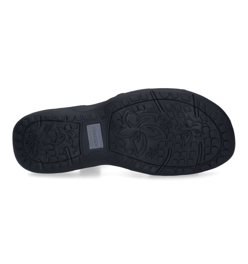 Skechers Reggae Slim Simply Stretch Zwarte Sandalen in stof (310878)