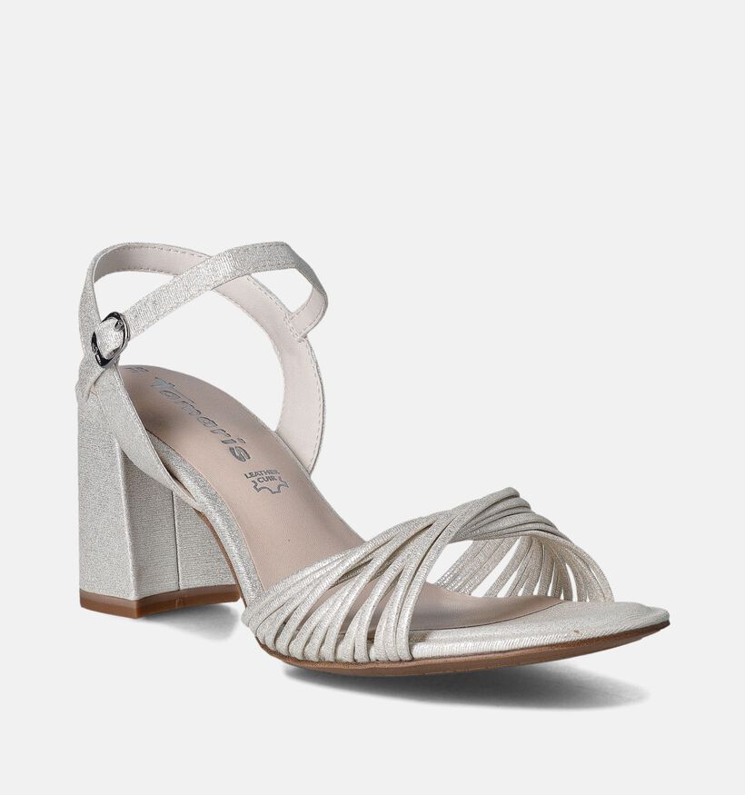 Tamaris Zilveren Sandalen met blokhak voor dames (354381)