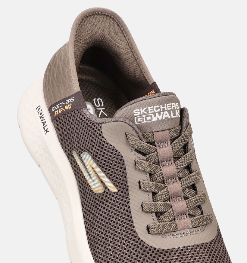 Skechers Go Walk Flex Hands Up Bruine Sneakers voor heren (375625) - geschikt voor steunzolen