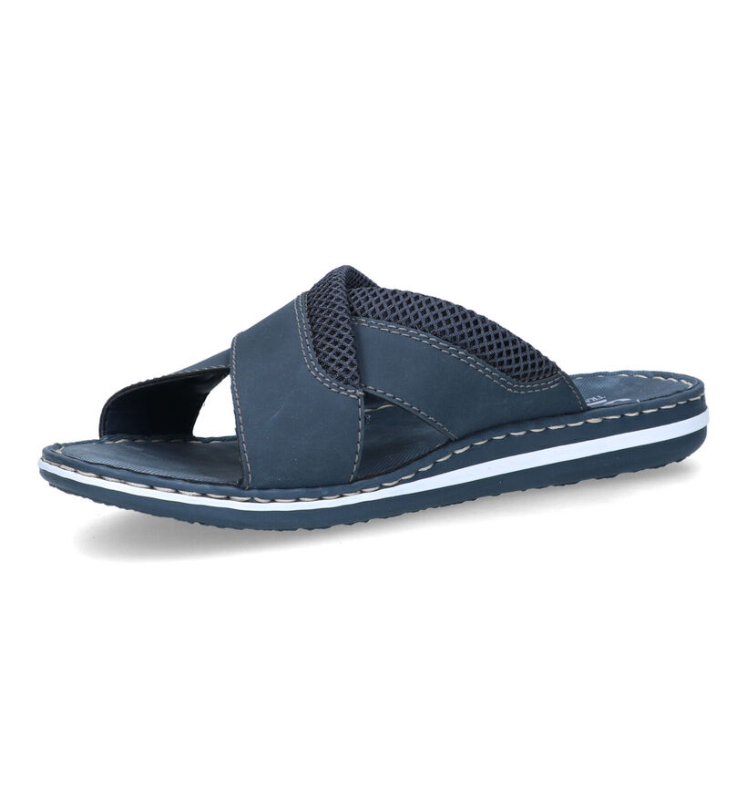 Rieker Blauwe Slippers in kunstleer (323620)
