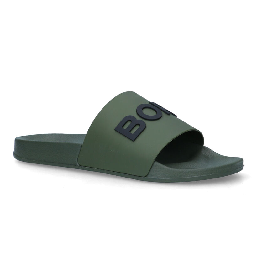 Björn Borg Knox Claquettes de piscine en Vert Kaki pour hommes (333574)