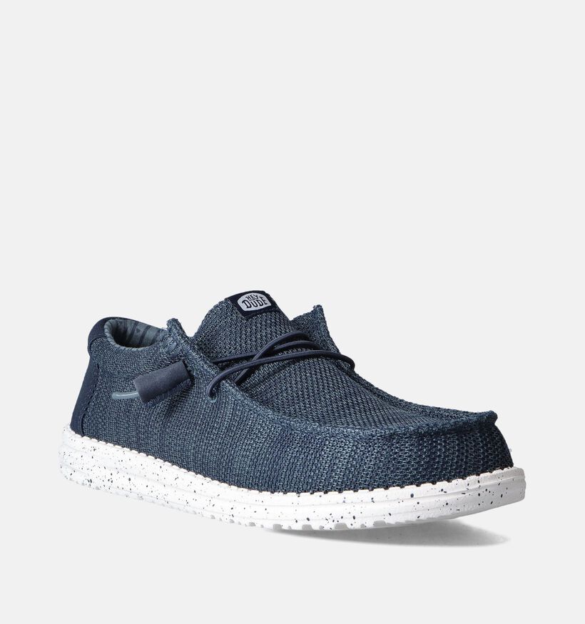 HEYDUDE Wally Stretch Sox Blauwe Mocassins voor heren (353482) - geschikt voor steunzolen
