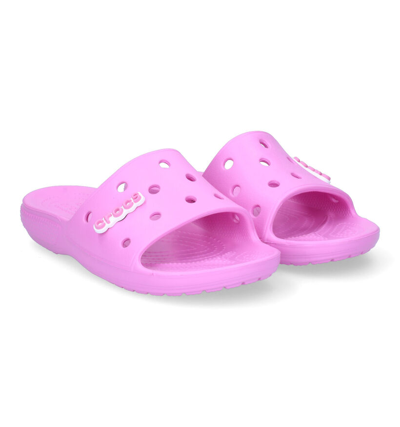 Crocs Classic Slide Nu-pieds en Rose pour femmes (306848)